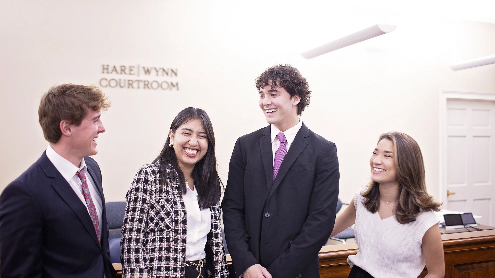 law students laughing together
