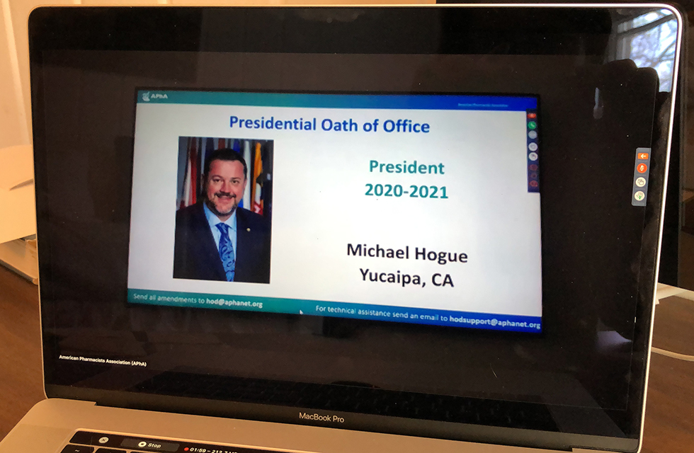 A computer screen showing the APhA virtual meeting