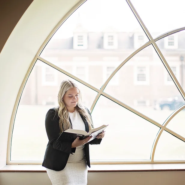 Female Student in Law Library