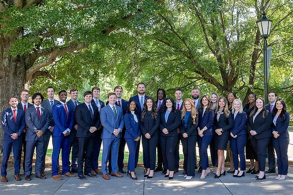 large group of law students in the quad